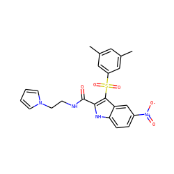 Cc1cc(C)cc(S(=O)(=O)c2c(C(=O)NCCn3cccc3)[nH]c3ccc([N+](=O)[O-])cc23)c1 ZINC000071316873