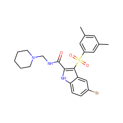 Cc1cc(C)cc(S(=O)(=O)c2c(C(=O)NCN3CCCCC3)[nH]c3ccc(Br)cc23)c1 ZINC000071316592