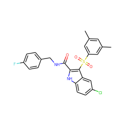 Cc1cc(C)cc(S(=O)(=O)c2c(C(=O)NCc3ccc(F)cc3)[nH]c3ccc(Cl)cc23)c1 ZINC000169337495