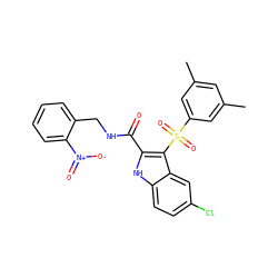 Cc1cc(C)cc(S(=O)(=O)c2c(C(=O)NCc3ccccc3[N+](=O)[O-])[nH]c3ccc(Cl)cc23)c1 ZINC000169337496