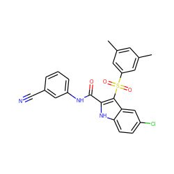 Cc1cc(C)cc(S(=O)(=O)c2c(C(=O)Nc3cccc(C#N)c3)[nH]c3ccc(Cl)cc23)c1 ZINC000095553915