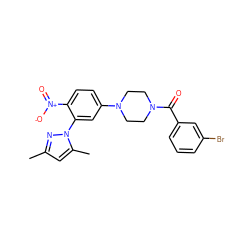 Cc1cc(C)n(-c2cc(N3CCN(C(=O)c4cccc(Br)c4)CC3)ccc2[N+](=O)[O-])n1 ZINC000004003308