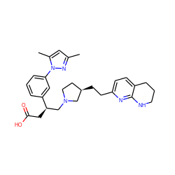 Cc1cc(C)n(-c2cccc([C@H](CC(=O)O)CN3CC[C@@H](CCc4ccc5c(n4)NCCC5)C3)c2)n1 ZINC000218648484