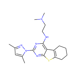 Cc1cc(C)n(-c2nc(NCCN(C)C)c3c4c(sc3n2)CCCC4)n1 ZINC000002430011