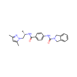 Cc1cc(C)n(C[C@H](C)NC(=O)c2ccc(NC(=O)N3Cc4ccccc4C3)cc2)n1 ZINC000166155481