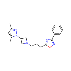 Cc1cc(C)n(C2CN(CCCc3nc(-c4ccccc4)no3)C2)n1 ZINC000071880639