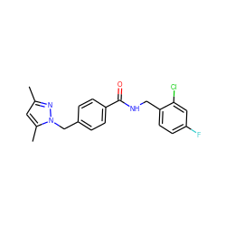 Cc1cc(C)n(Cc2ccc(C(=O)NCc3ccc(F)cc3Cl)cc2)n1 ZINC000263620910