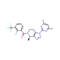 Cc1cc(C)nc(-n2nnc3c2CCN(C(=O)c2cccc(C(F)(F)F)c2Cl)[C@@H]3C)n1 ZINC000225976511