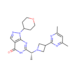 Cc1cc(C)nc(C2CN([C@H](C)c3nc4c(cnn4C4CCOCC4)c(=O)[nH]3)C2)n1 ZINC001772654738