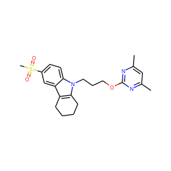 Cc1cc(C)nc(OCCCn2c3c(c4cc(S(C)(=O)=O)ccc42)CCCC3)n1 ZINC000095580384