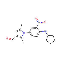 Cc1cc(C=O)c(C)n1-c1ccc(NC2CCCC2)c([N+](=O)[O-])c1 ZINC000004543406