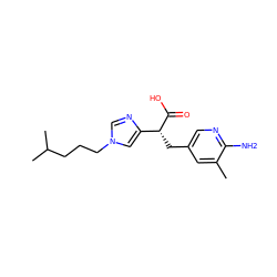 Cc1cc(C[C@@H](C(=O)O)c2cn(CCCC(C)C)cn2)cnc1N ZINC000026266469