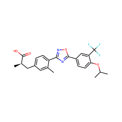 Cc1cc(C[C@@H](C)C(=O)O)ccc1-c1noc(-c2ccc(OC(C)C)c(C(F)(F)F)c2)n1 ZINC000014978143