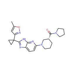 Cc1cc(C2(c3nc4ccc(N5CCC[C@@H](C(=O)N6CCCC6)C5)nc4[nH]3)CC2)no1 ZINC001772606603