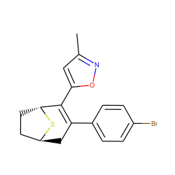 Cc1cc(C2=C(c3ccc(Br)cc3)C[C@H]3CC[C@H]2S3)on1 ZINC000101389010