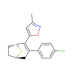 Cc1cc(C2=C(c3ccc(Cl)cc3)C[C@H]3CC[C@H]2S3)on1 ZINC000101389001