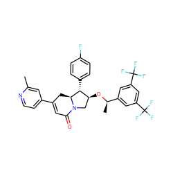 Cc1cc(C2=CC(=O)N3C[C@H](O[C@H](C)c4cc(C(F)(F)F)cc(C(F)(F)F)c4)[C@@H](c4ccc(F)cc4)[C@@H]3C2)ccn1 ZINC000049781045