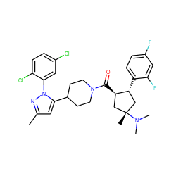 Cc1cc(C2CCN(C(=O)[C@@H]3C[C@@](C)(N(C)C)C[C@H]3c3ccc(F)cc3F)CC2)n(-c2cc(Cl)ccc2Cl)n1 ZINC000084759612