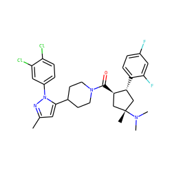 Cc1cc(C2CCN(C(=O)[C@@H]3C[C@@](C)(N(C)C)C[C@H]3c3ccc(F)cc3F)CC2)n(-c2ccc(Cl)c(Cl)c2)n1 ZINC000096175698