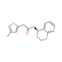 Cc1cc(CC(=O)N[C@@H]2CCOc3ncccc32)on1 ZINC000146616150