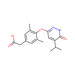 Cc1cc(CC(=O)O)cc(C)c1Oc1cc(C(C)C)c(=O)[nH]n1 ZINC000034842466