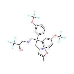 Cc1cc(CC(CNC[C@H](O)C(F)(F)F)(c2cccc(OC(F)(F)F)c2)c2cccc(OC(F)(F)F)c2)no1 ZINC000114405531