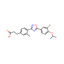 Cc1cc(CCC(=O)O)ccc1-c1noc(-c2ccc(OC(C)C)c(Br)c2)n1 ZINC000035849850