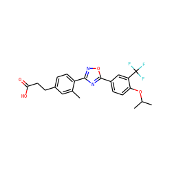 Cc1cc(CCC(=O)O)ccc1-c1noc(-c2ccc(OC(C)C)c(C(F)(F)F)c2)n1 ZINC000014978137