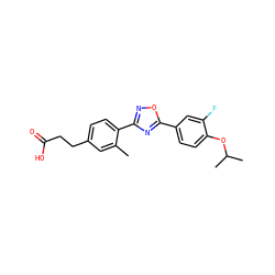 Cc1cc(CCC(=O)O)ccc1-c1noc(-c2ccc(OC(C)C)c(F)c2)n1 ZINC000038157808