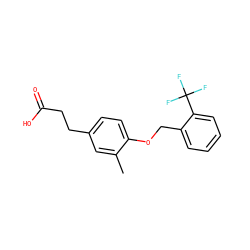 Cc1cc(CCC(=O)O)ccc1OCc1ccccc1C(F)(F)F ZINC001772612087