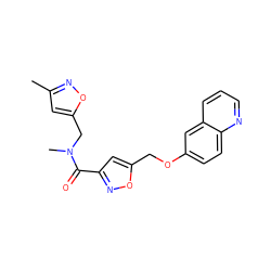 Cc1cc(CN(C)C(=O)c2cc(COc3ccc4ncccc4c3)on2)on1 ZINC000011821133