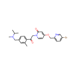 Cc1cc(CN(C)C(C)C)ccc1C(=O)Cn1ccc(OCc2ccc(Br)cn2)cc1=O ZINC000169711425