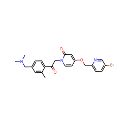 Cc1cc(CN(C)C)ccc1C(=O)Cn1ccc(OCc2ccc(Br)cn2)cc1=O ZINC000169711359