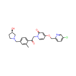 Cc1cc(CN2CC[C@@H](O)C2)ccc1C(=O)Cn1ccc(OCc2ccc(Cl)cn2)cc1=O ZINC000169711397
