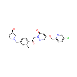 Cc1cc(CN2CC[C@@H](O)C2)ccc1C(=O)Cn1ncc(OCc2ccc(Cl)cn2)cc1=O ZINC000169711460