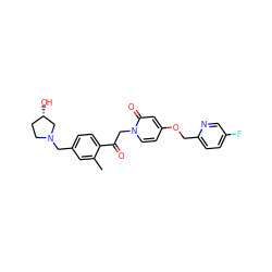 Cc1cc(CN2CC[C@H](O)C2)ccc1C(=O)Cn1ccc(OCc2ccc(F)cn2)cc1=O ZINC000169711392