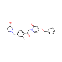 Cc1cc(CN2CC[C@H](O)C2)ccc1C(=O)Cn1ccc(OCc2ccccc2)cc1=O ZINC000169711380