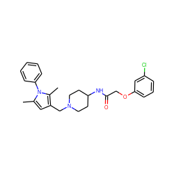 Cc1cc(CN2CCC(NC(=O)COc3cccc(Cl)c3)CC2)c(C)n1-c1ccccc1 ZINC000040899815