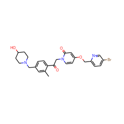 Cc1cc(CN2CCC(O)CC2)ccc1C(=O)Cn1ccc(OCc2ccc(Br)cn2)cc1=O ZINC000169711408