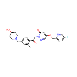 Cc1cc(CN2CCC(O)CC2)ccc1C(=O)Cn1ncc(OCc2ccc(F)cn2)cc1=O ZINC000169711450