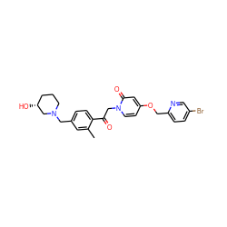 Cc1cc(CN2CCC[C@@H](O)C2)ccc1C(=O)Cn1ccc(OCc2ccc(Br)cn2)cc1=O ZINC000169711420