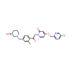 Cc1cc(CN2CCC[C@H](O)C2)ccc1C(=O)Cn1ccc(OCc2ccc(Br)cn2)cc1=O ZINC000169711412