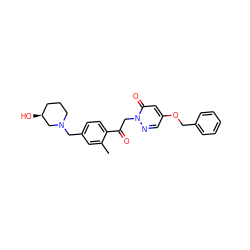 Cc1cc(CN2CCC[C@H](O)C2)ccc1C(=O)Cn1ncc(OCc2ccccc2)cc1=O ZINC000169711445