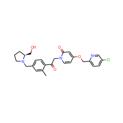 Cc1cc(CN2CCC[C@H]2CO)ccc1C(=O)Cn1ccc(OCc2ccc(Cl)cn2)cc1=O ZINC000169711395