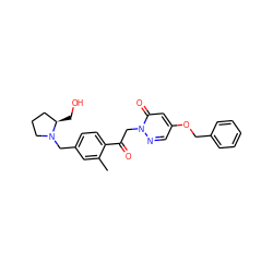 Cc1cc(CN2CCC[C@H]2CO)ccc1C(=O)Cn1ncc(OCc2ccccc2)cc1=O ZINC000169711434