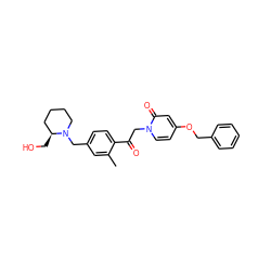 Cc1cc(CN2CCCC[C@@H]2CO)ccc1C(=O)Cn1ccc(OCc2ccccc2)cc1=O ZINC000169711385