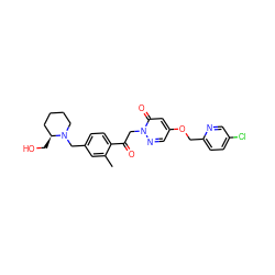 Cc1cc(CN2CCCC[C@@H]2CO)ccc1C(=O)Cn1ncc(OCc2ccc(Cl)cn2)cc1=O ZINC000169711463