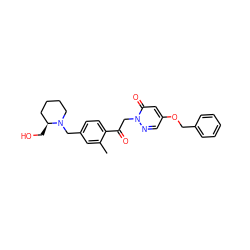 Cc1cc(CN2CCCC[C@@H]2CO)ccc1C(=O)Cn1ncc(OCc2ccccc2)cc1=O ZINC000169711444