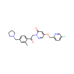 Cc1cc(CN2CCCC2)ccc1C(=O)Cn1ncc(OCc2ccc(F)cn2)cc1=O ZINC000169711362