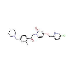 Cc1cc(CN2CCCCC2)ccc1C(=O)Cn1ccc(OCc2ccc(Cl)cn2)cc1=O ZINC000169711399